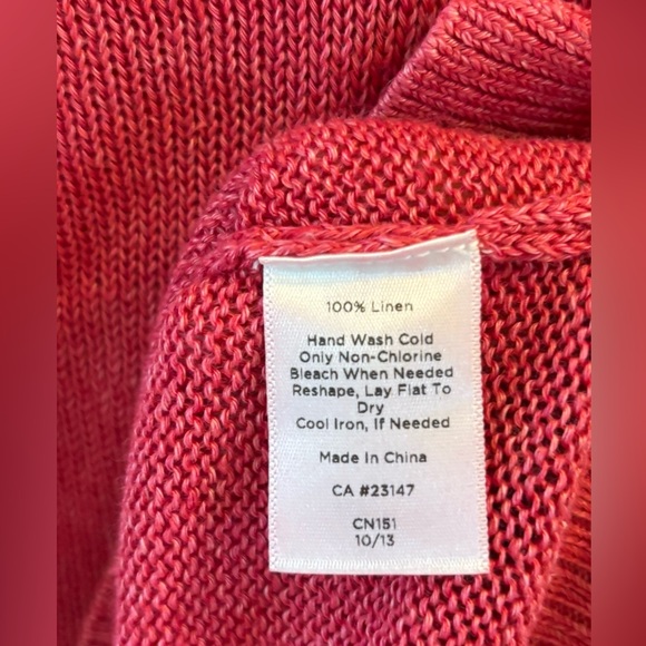 Talbots 100% linen Vibrant Pink V-Neck Sweater(L) - Picture 6 of 6